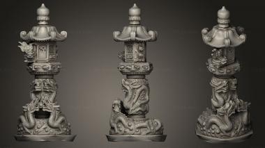 Indian sculptures Stone Lantern 3d model